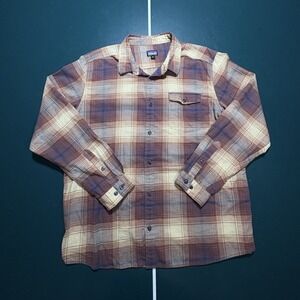 Patagonia Fjord Flannel Shirt Mens 2XL Organic Cotton Plaid Button Up Sisu Brown